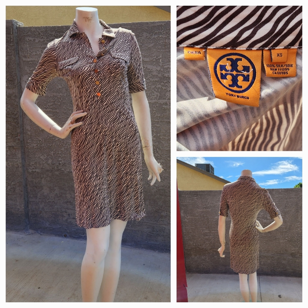 Tory Burch Brown/White Zebra Print Dress